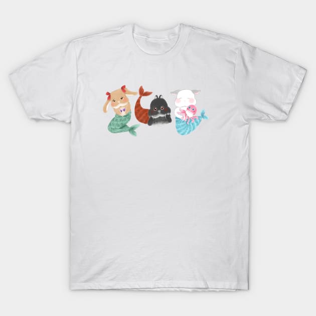 Mermaid Bunny BSC Vertical Line | Bailey Sean Claude x Bunniesmee T-Shirt by GambarGrace